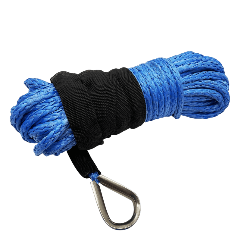 blue synthetic winch rope