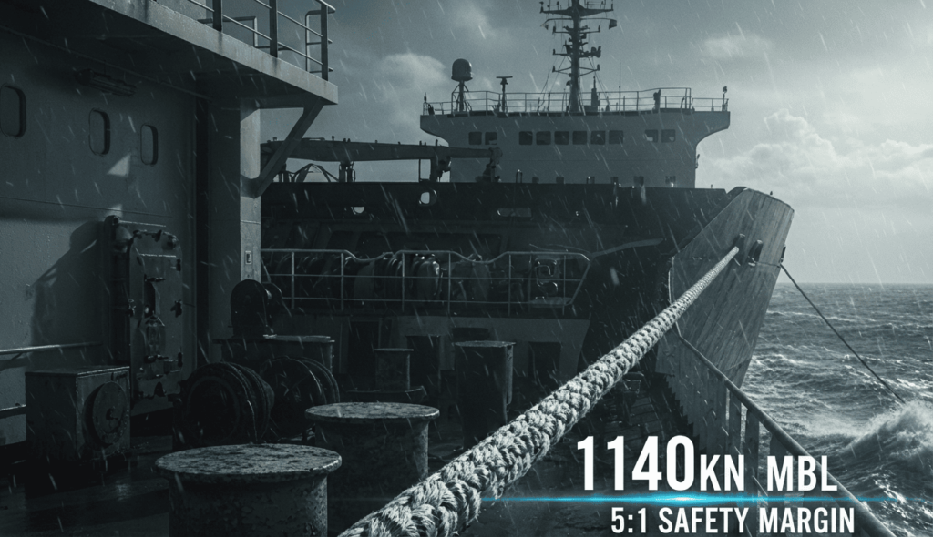 la corda sintetica per la marina ha una resistenza di 1140 kN mbl