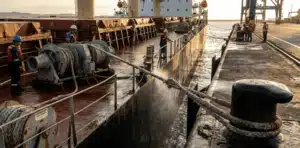 Duracordix - Votre fournisseur de confiance pour les cordages et filets synthétiques haute performance | Opérations d'amarrage 101 : Guide complet des bonnes pratiques de sécurité Les ouvriers effectuent des travaux d'amarrage avec des amarres.