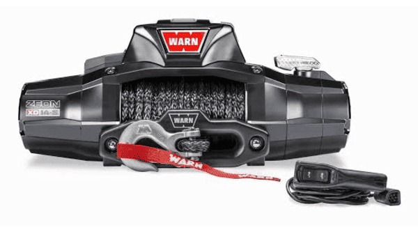 High-performance vehicle recovery winch(WARN) with synthetic rope, designed for off-road recovery systems, 4x4 towing, and heavy-duty extraction applications