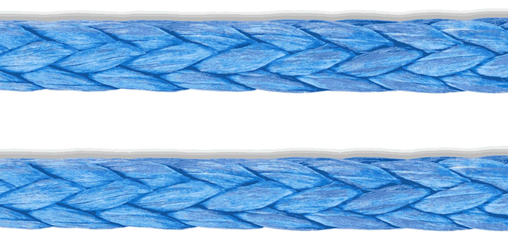 Corde en UHMWPE bleue à simple tresse, conçue pour les applications offshore, marines et intensives.