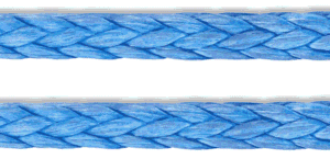 Blue UHMWPE rope with single braided construction, designed for offshore, marine, and heavy-duty applications